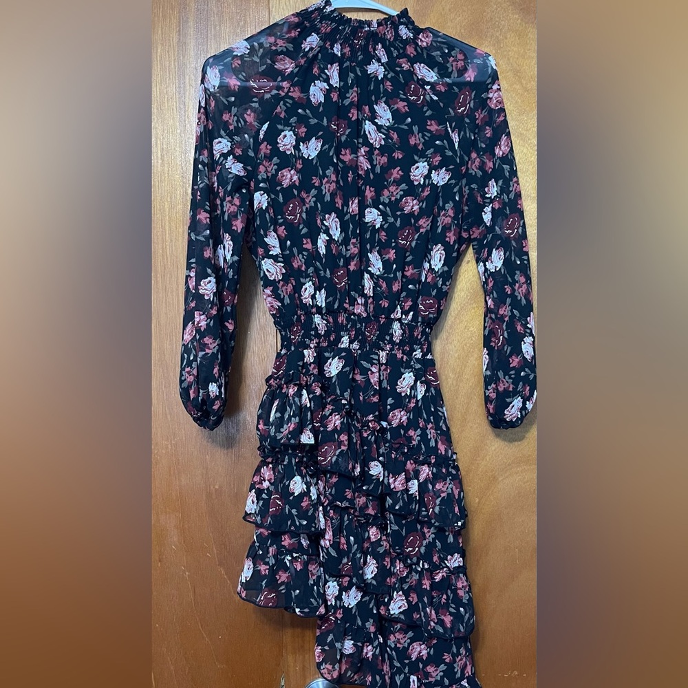 Asymmetrical Floral Mini Dress